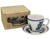 Filiżanka + spodek w kartoniku - ceramika bolesławiecka