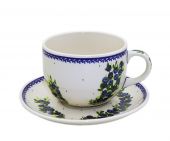 Filiżanka jumbo + spodek - ceramika bolesławiecka