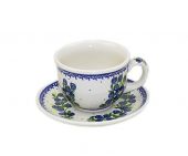 Filiżanka średnia + spodek - ceramika bolesławiecka